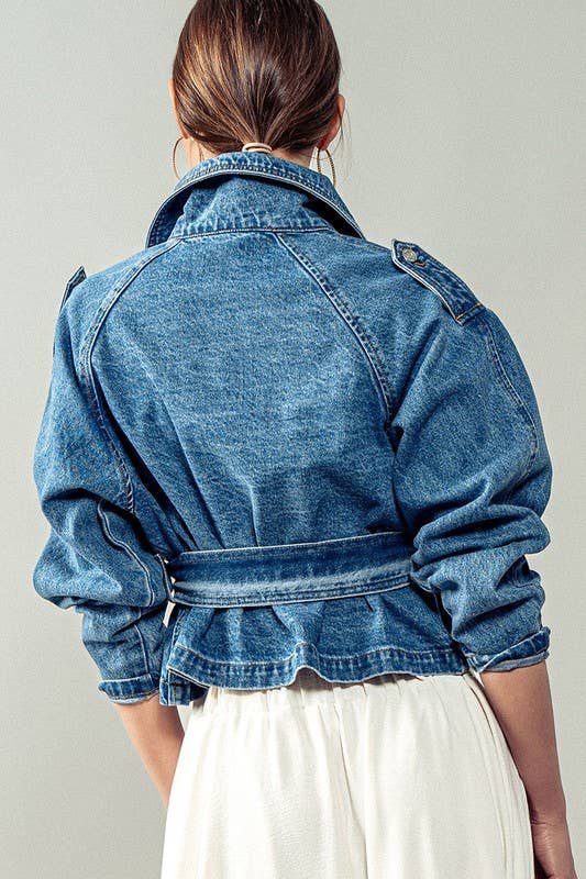 THE Stephanie Cropped Denim Trench