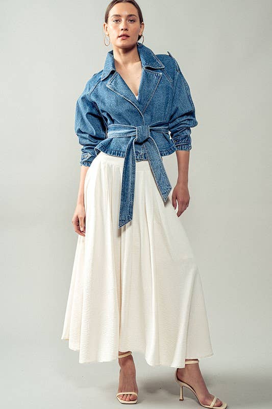 THE Stephanie Cropped Denim Trench