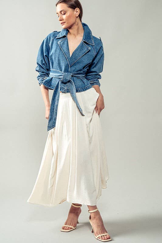 THE Stephanie Cropped Denim Trench