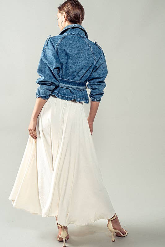THE Stephanie Cropped Denim Trench
